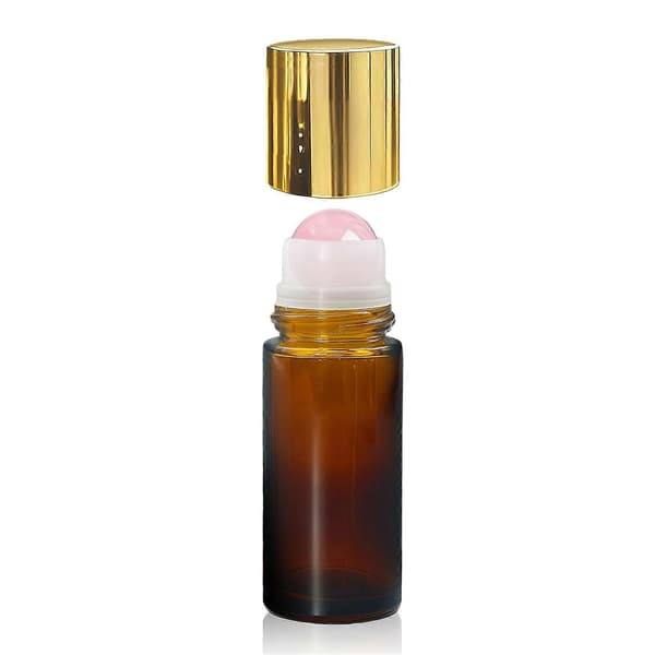5-pack 50 ml bärnstensfärgade glasflaskor för eteriska oljor med kristallkulor, påfyllningsbara parfymbehållare 1pcs