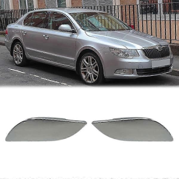 2 stk frontfanger frontlyktspylerdyse deksel frontlyktspylerhette for Superb 2009 2010 Silver
