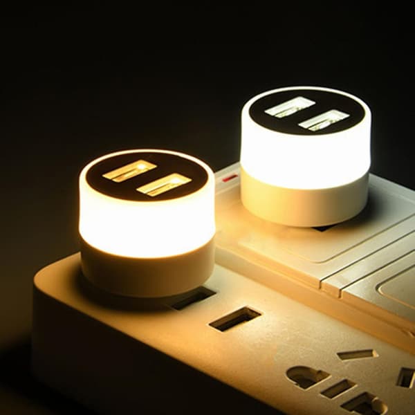 i 1 Mini USB LED Billampe USB-splitter Reiselampe Nattbordslampe Varm vit
