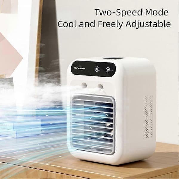 [2F]Mini luftkonditionering Tyst elektrisk dimsprayfläkt för hem/kontor White
