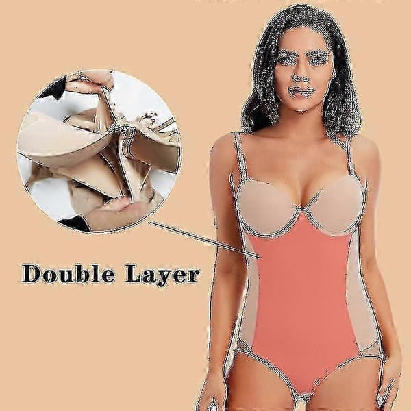 Dame-underwire hvit shapewear stretch ensfarget silkeaktig undertøy bodysuit L
