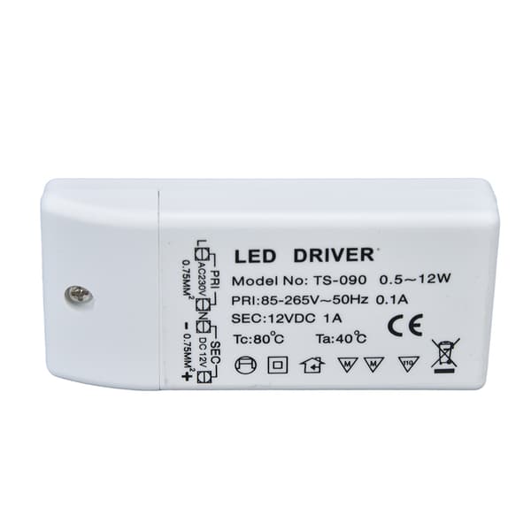 LED-driver 12W 12V DC 1A strømforsyning LED-lampe konstantstrømsdrift strøm AC 85‑265V 0.1