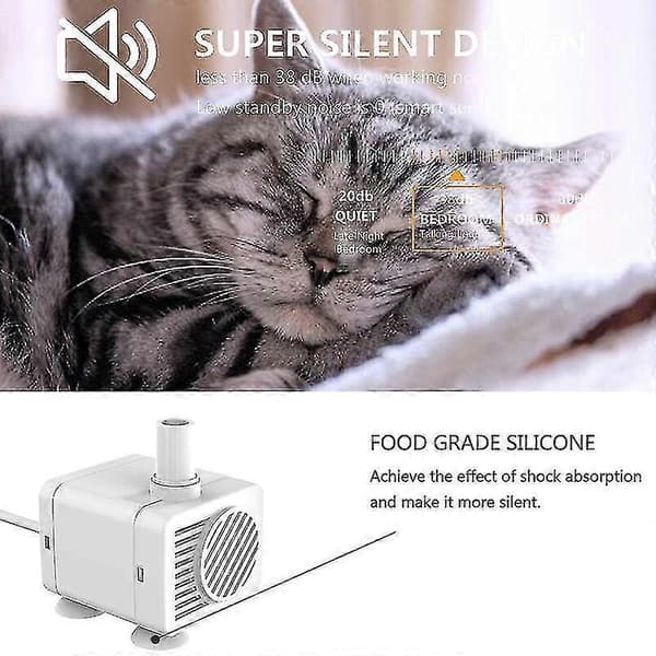 【2F】Vattenpump Katter Hund Dricksfontän Skål Borstlös Dränkbar Pump Automatisk Dricksutrustning För Xiaomi Katt Drickspump Led