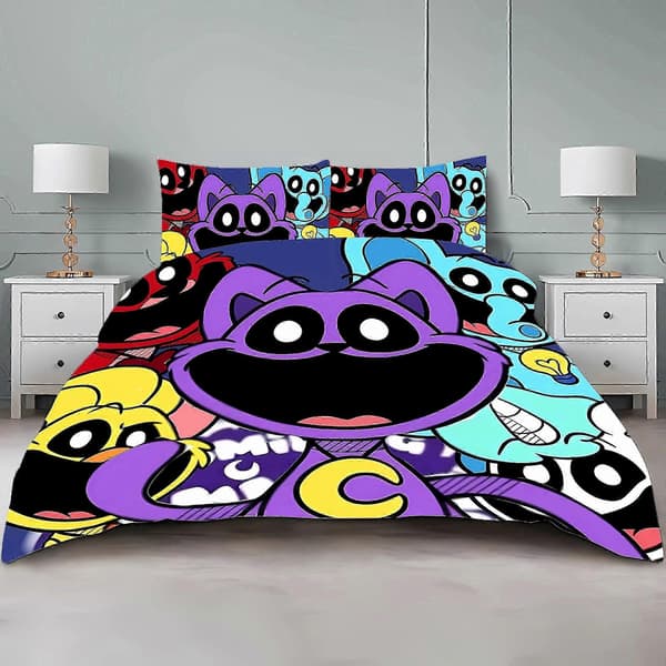 3D Smajlande Djurmönster Bäddset +2 Örngott 70x80cm