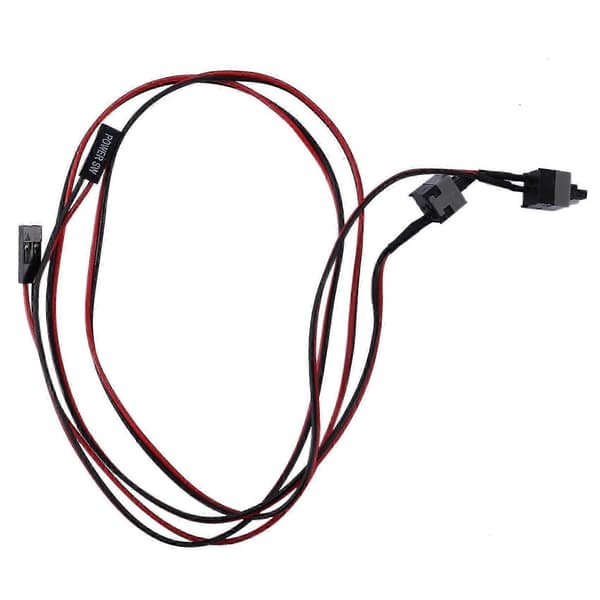 2-pak 2-benet SW PC-strømkabel tænd/sluk trykknap ATX computerkontaktkabel 45 cm röd