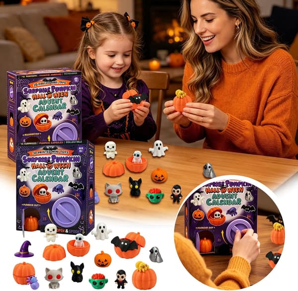 Halloween Julekalender 2026, 24 dage, 3D Græskar, Halloween Nedtælling og Dekoration til Børn og Voksne