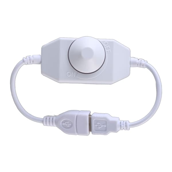DC5V USB LED Dimmer Forlengelseskabel Hastighetskontroll Brytere Strømkabel Kontroller White 0.06