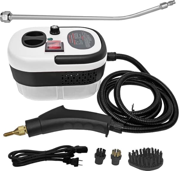 [2F]2500W Håndholdt damprenser med 3 børstehoveder, 6 niveauer og 1000 ml tank
