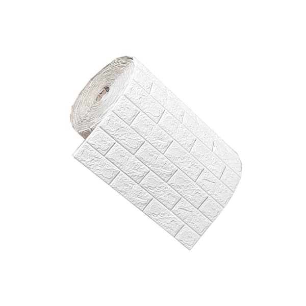 Faux mursteinspaneler Moderne skumtapet Kompatibel med baderomsinnredning White