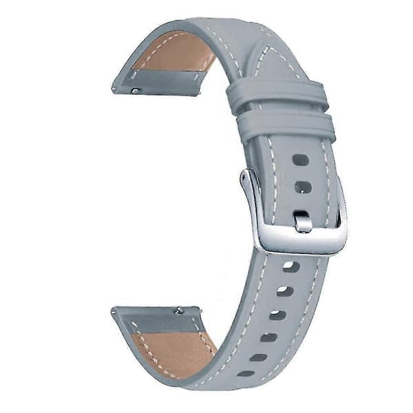 Ægte læderrem til Samsung Galaxy Watch 3 45mm/46mm, 22mm håndledsrem Gray-silver 22mm