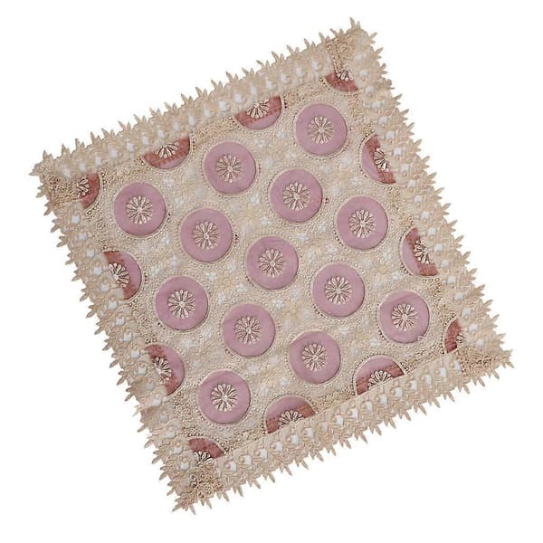 Broderad spetsduk Retro bordsduk Festdekor Röd Wine Red 60x60cm