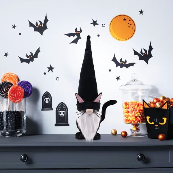 Sort Kat Tomte Gnome Halloween Dekorationer Hjemmegave Indretning