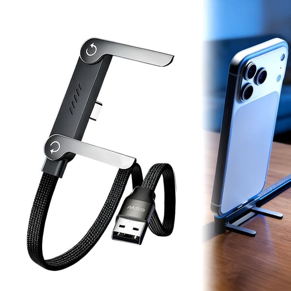 Ladekabel med USB A til USB C-understøttelse, 150 cm, til enheder som Samsung.