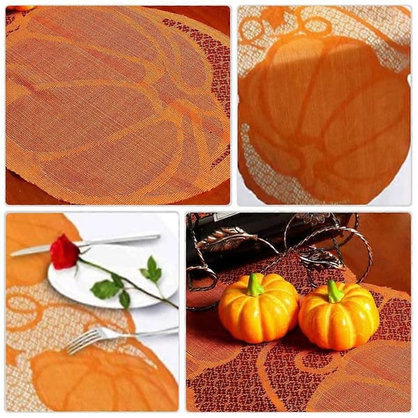 Oransje gresskar blonde bordløper med uthulet design til Thanksgiving 1 sett