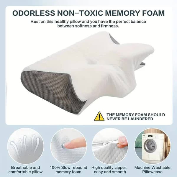 【2F】Ergonomisk Cervical Memory Foam Pute for Side-, Rygg- og Magesovere (Stil1:62*37*13/10cm)