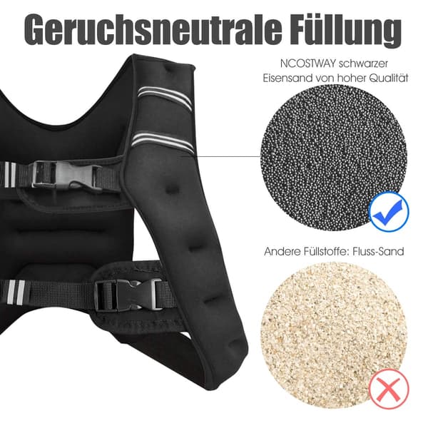 Weighted Vest 15 kg, Adjustable Straps, Reflective Strips 15400