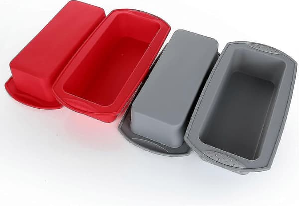 [2F] 4-pak silikone brødforme, non-stick brødform til bagning, rød og grå