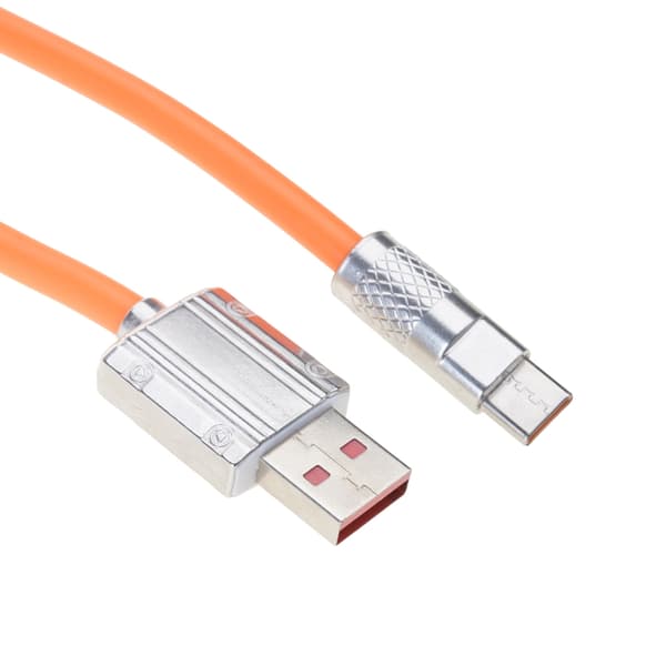 Erittäin pitkä USB C -laturi jännitemittarilla 120W supernopea latauskaapeli 1 m 1 meter digital display orange