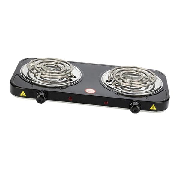 Elektrisk kogeplade med spiralbrænder, strømindikatorlamper, let at rengøre bordkomfurdesign Double 2000W Black