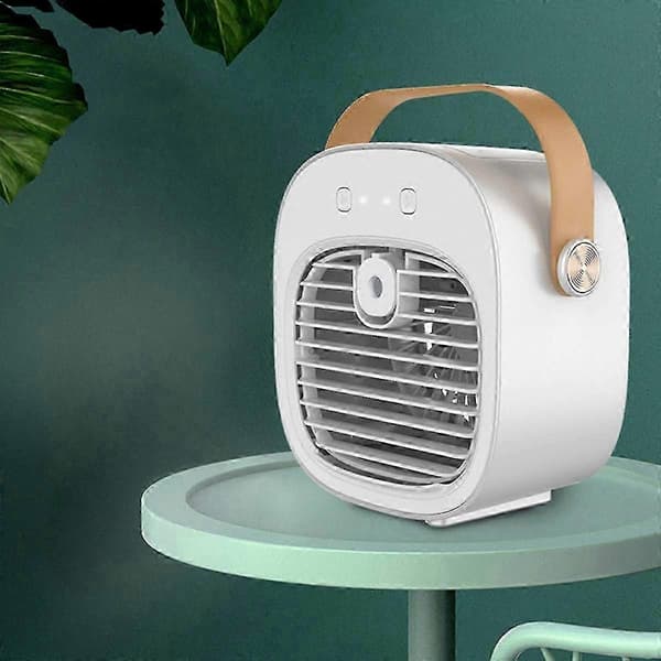 [2F]Bærbar Mini Aircondition Bordventilator Luftfugter Luftrenser (hvid)