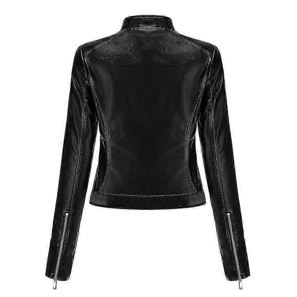 26-27 Uformell glidelås Regular-fit skinnjakke for kvinner Black M