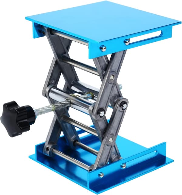 [2F]Lyftbord Rostfritt Stål Labbjack Stativ Bord Lyft Laboratorie Mini Saxlyft Plattform 4\" x 4\" Höjd Utfällbar, Lastkapacitet 5KG Blå