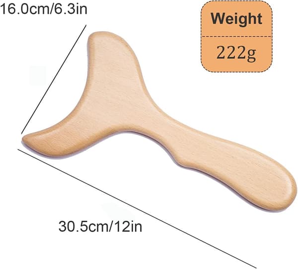 Gua Sha lymfemassageapparat af træ, velegnet til krop, ryg og nakke