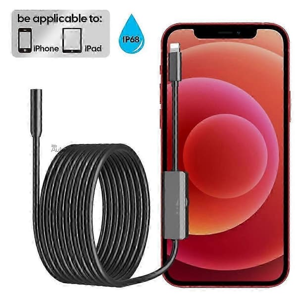 Endoskopkamera til iPhone APPLE 8MM Biler Endoskopisk Hard Line IP68 Vandtæt 8 LED Borescope Inspektion til iPhone til iOS—2f 3.5M