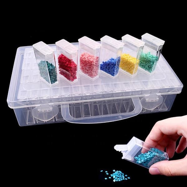 【2F】Oppbevaringsboks med 64 rom - Smykkeoppbevaring, Perleoppbevaring Transparent transparent