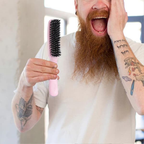 Nylon- og vildsvinebørste – Holdbar plast til styling af groft hår – til hjem og salon Pink
