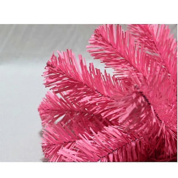 60 cm kunstig juletre med plaststativholderbase for julehjemfestdekorasjon (rosa)