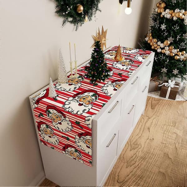 Julbordslöpare Röda ränder Tomte Jul Vinter Bordsdekoration för Hem Kök Matsal Middag Inomhus Utomhus