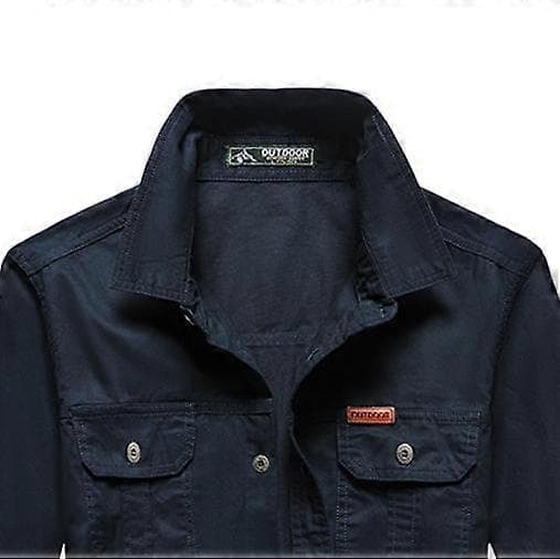 Arbeidsskjorte med lange ermer for menn (S-4XL) navy M