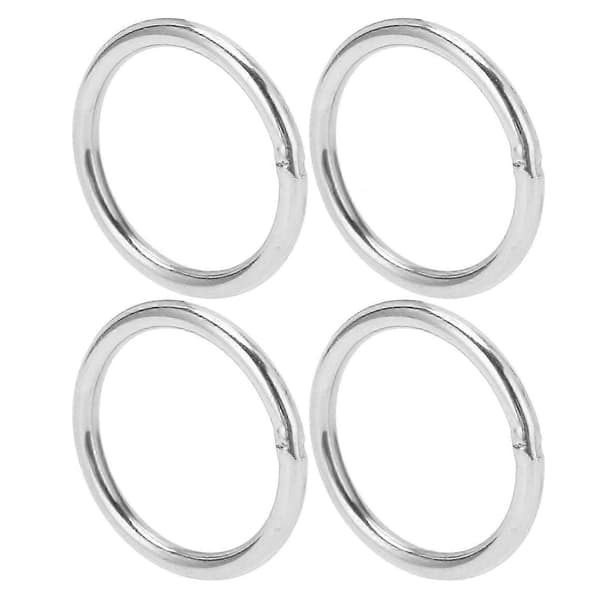 10 stk. sveisede runde ringer i rustfritt stål, multifunksjonelle, kompatible med campingbelterigg 4x40mm