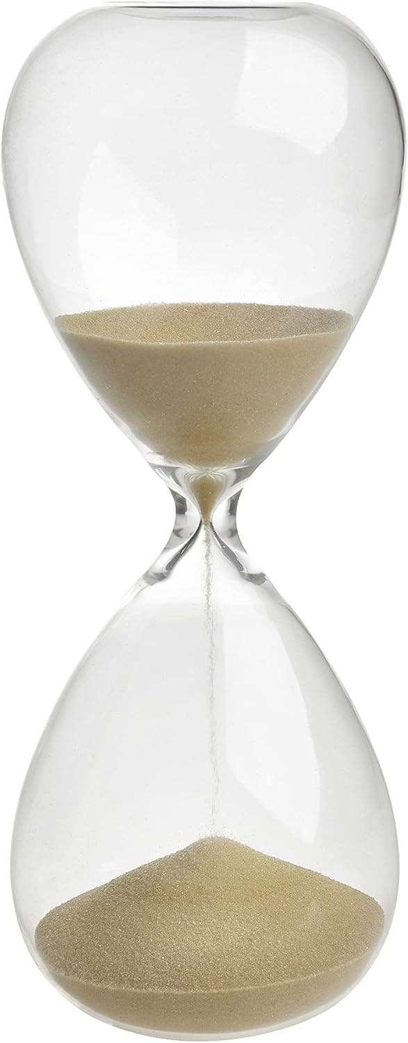 [2F]Timeglas 15 minutter, 15 minutters driftstid, timeglas, timer dekorativt objekt, borddekoration, tidsmåler, lavet af glas, sand, gul