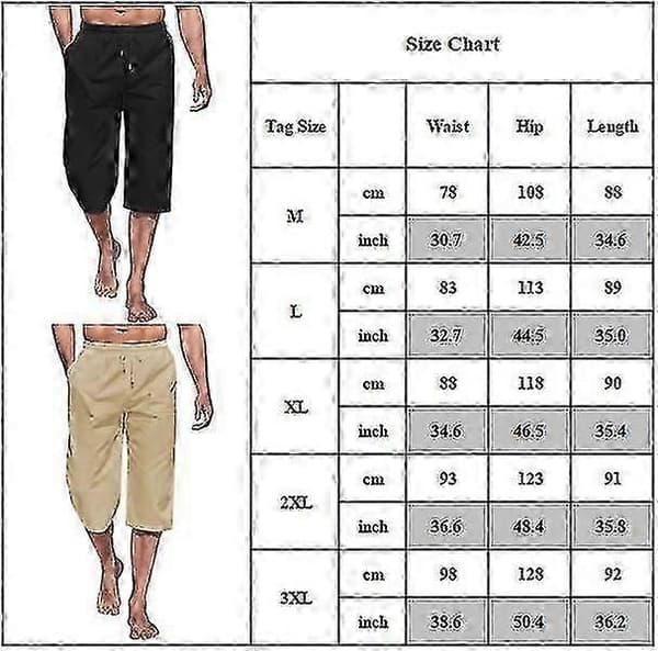 Capri-bukser til mænd, lette, løse 3/4-shorts med snøre, elastisk talje, afslappede strand-yogabukser, lysegrå Light Grey M