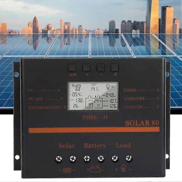 12V 24V Auto 80A PWM Solarladdningsregulator Solpanel Laddningsregulator LCD-display Solar80