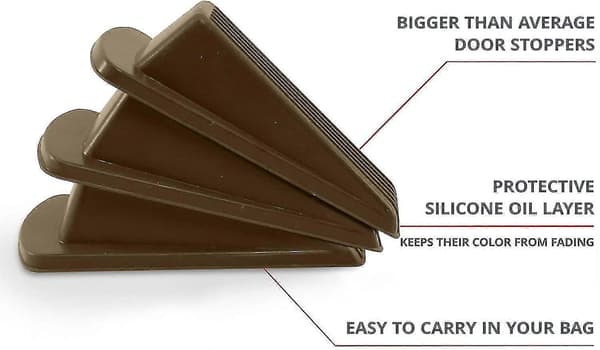 Klassisk dørstopper i gummi, dørstopper for flere gulv (4-pakning) Brown 4 Pack