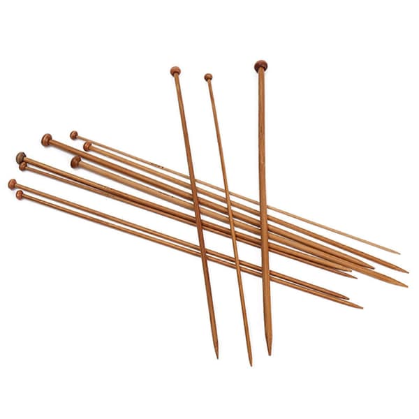 6 st virknålar i bambu för väskor, strumpor, garnhantverk, sticknålar i trä med spetsig topp 9.0MM