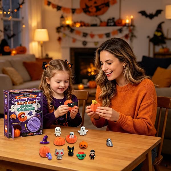 Halloween Julekalender 2026, 24 dage, 3D Græskar, Halloween Nedtælling og Dekoration til Børn og Voksne