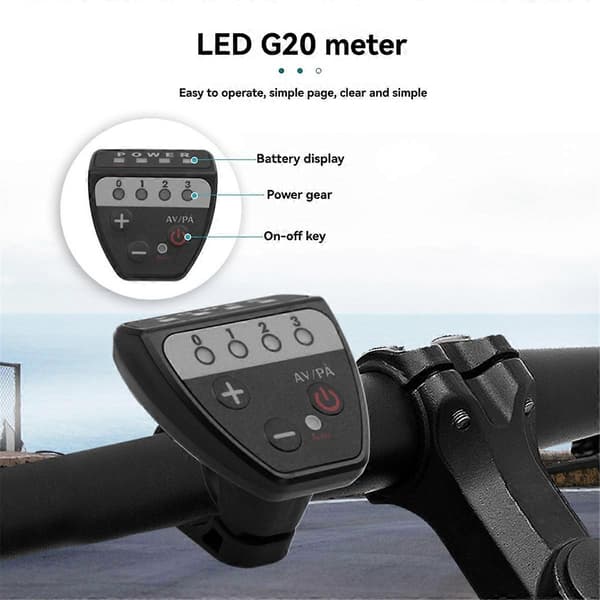 [2F]Elektrisk Cykel 36V48V LED G20 Meter Kontrolpanel Display til Elcykel 5 Pin Vandtæt Stikforbindelse Black