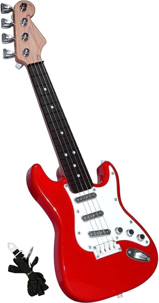 [2F]17-tums gitarrleksak för barn, 4-strängad elektrisk gitarr musikinstrument för barn, bärbar elektronisk instrumentleksak