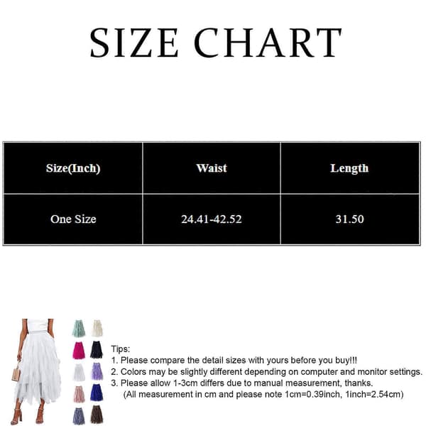 【2F】Midi oregelbunden tyll A-linje elastisk hög midja puffig kjol för kvinnor, rosa One Size Pink