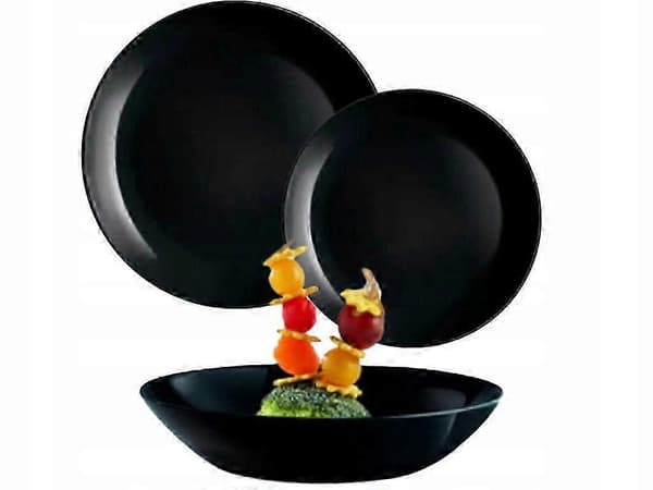 Stel Diwal Luminarc 24 dele sorte tallerkener black