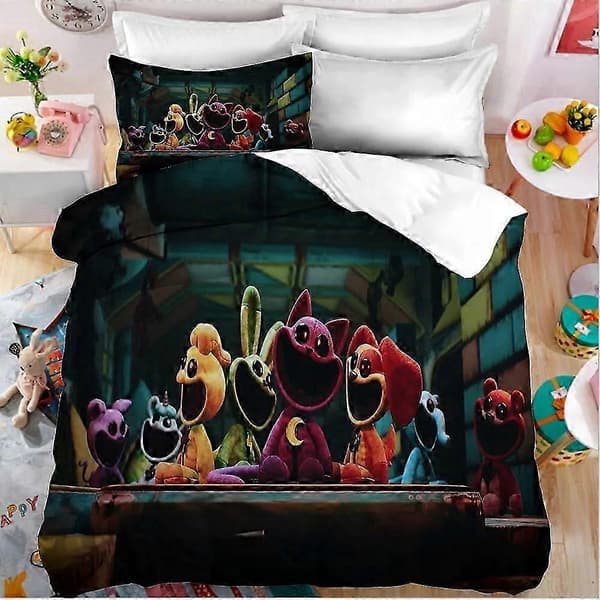 3D Smajlande Djurmönster Bäddset +2 Örngott 70x80cm