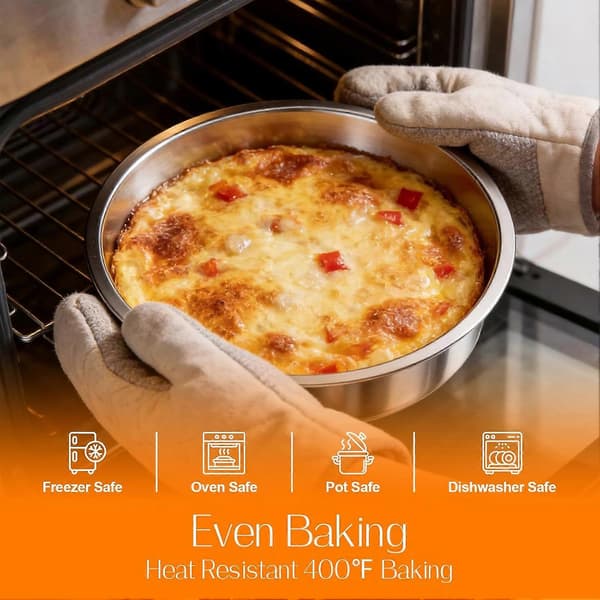 Kagerundforme i rustfrit stål til ovn, airfryer, trykkoger, stabelbart multifunktionelt bageudstyr til kager, pizza, dampede retter 3pcs