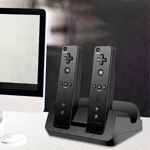 For Wii U Gamepad med batterier og USB-ladekabel ladestasjon Silver