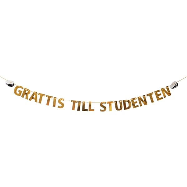 [2F]Vimpel Guirlande Banner Studenter Guld 12 cm Guld