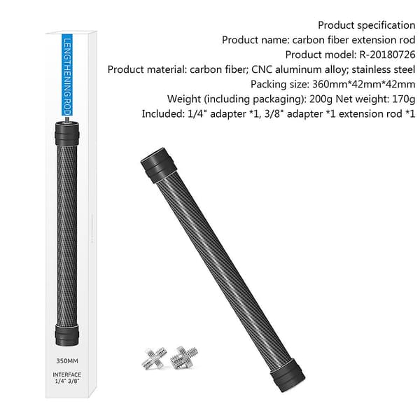 35 cm kolfiberstång handhållen förlängningsstång för D-JI Ronin-S Gimbal Stabilisator