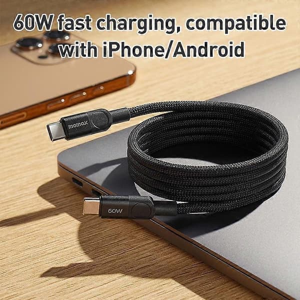 Momax Mag.Link Magnetisk 60W USB-C / Type-C til USB-C / Type-C Datakabel Gold DC61 60W 2m